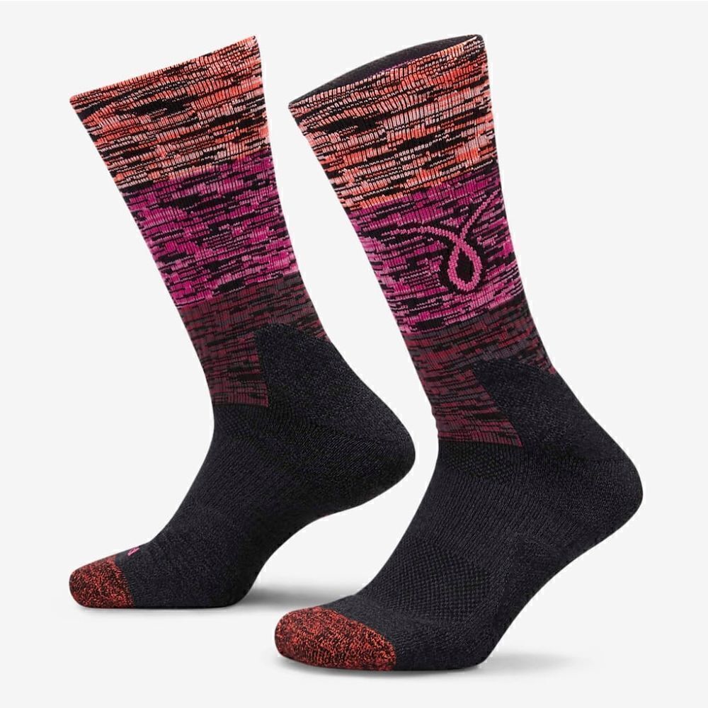 Nike Elite Kay Yow Basketball Crew Socks Size Large L Black Pink Ombre Swoosh